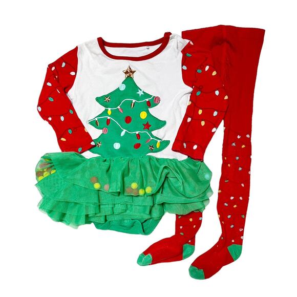 Tu Christmas Tree Holiday Outfit 12–18m - Picture 1 of 11
